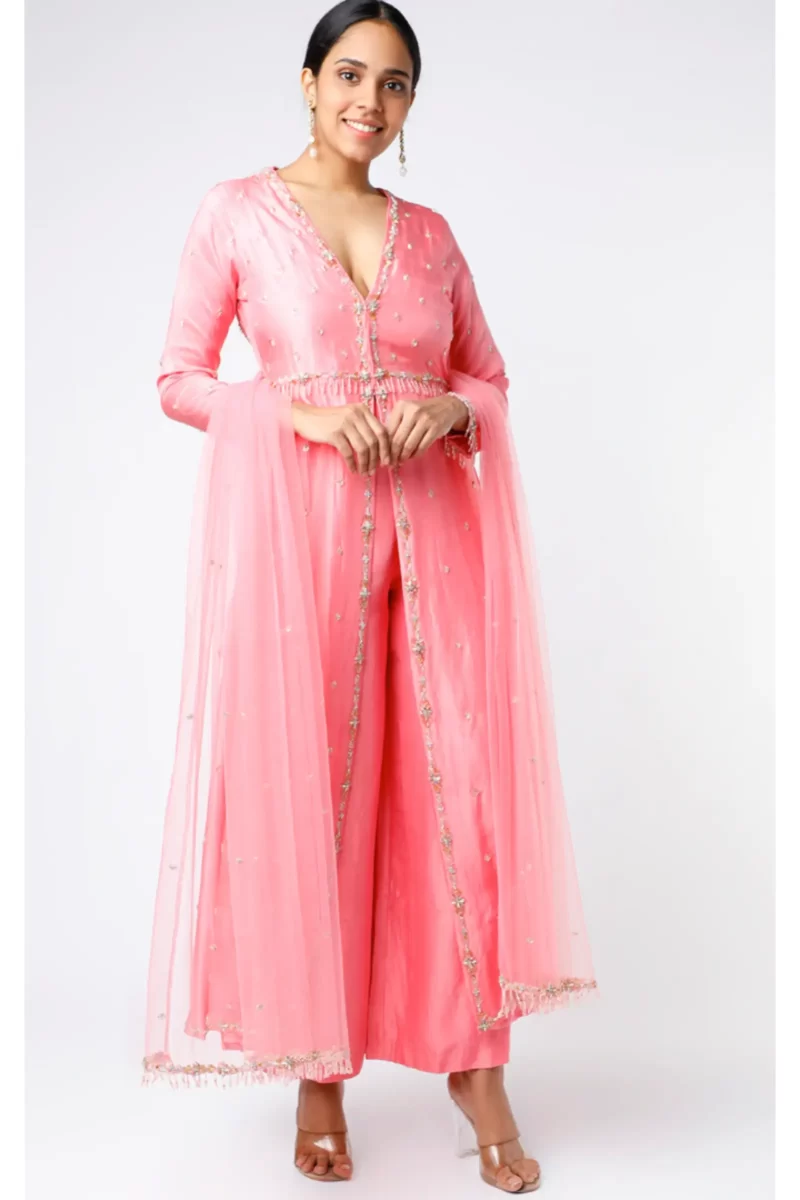 Coral kurta set backless