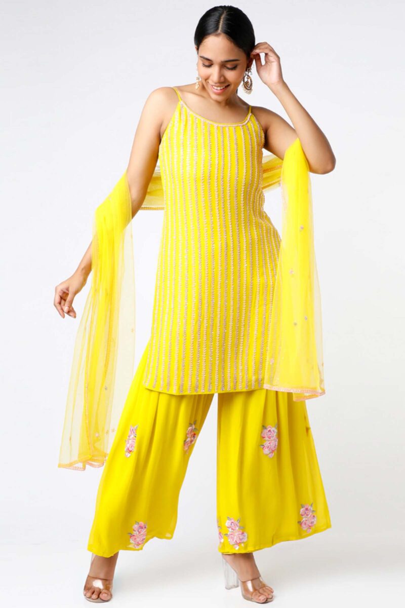 Yellow sharara set
