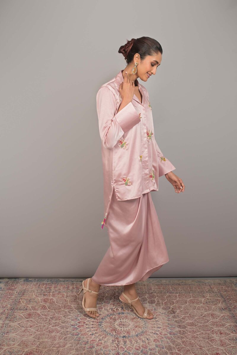 Shirt with drape skirt