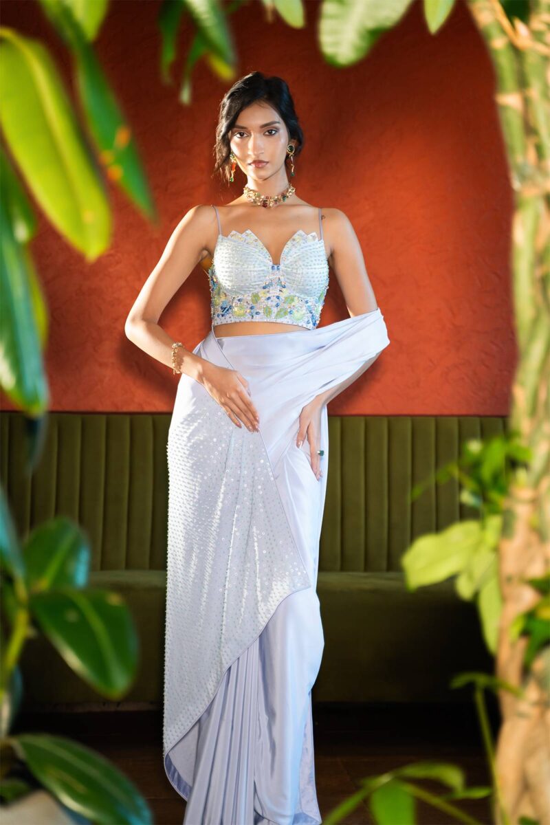 BLUE EMBELLISHED BUSTIER